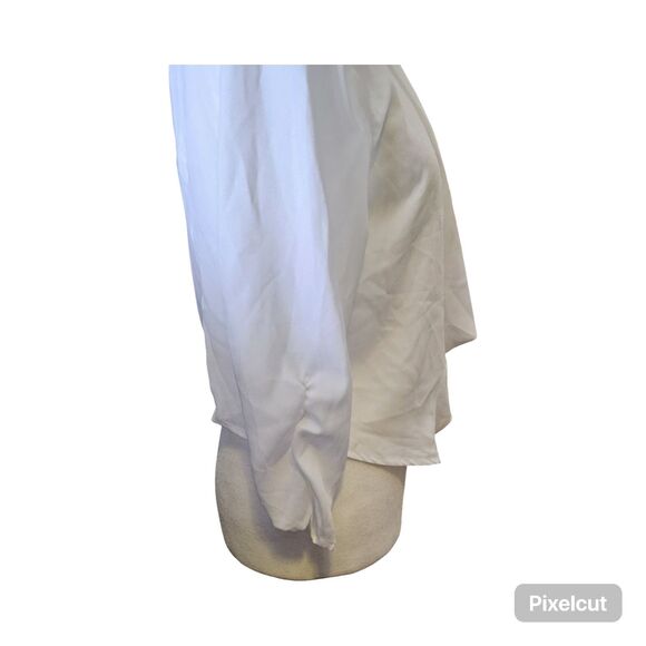 NWT Allegra K Size Small 3/4 Ruched Sleeve Open Front White Shrug - Picture 3 of 11